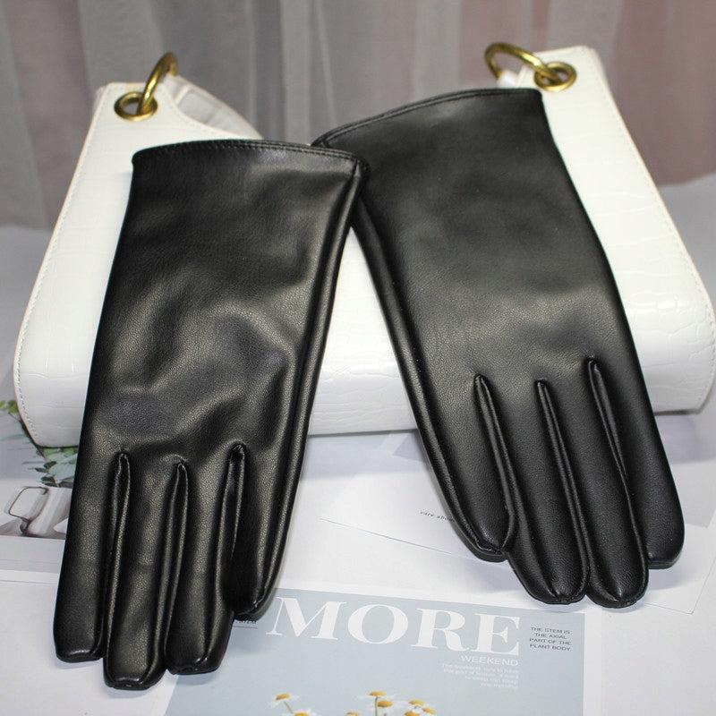 Women's Faux-Leather Gloves – Black