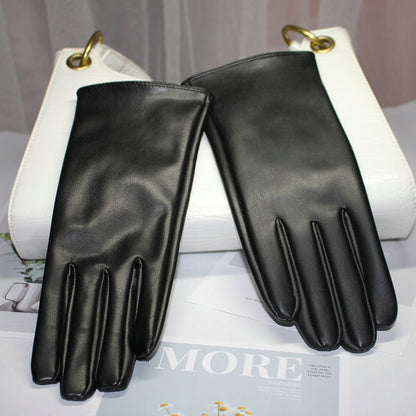 Women's Faux-Leather Gloves – Black