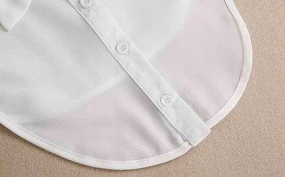 Women's Plain White Detachable Shirt Collar with Button Fastening