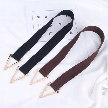 Women's Brown Elastic Belt — Elegant Coat Accessory