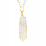 Quartz Pendant Necklace – Gold-Tone