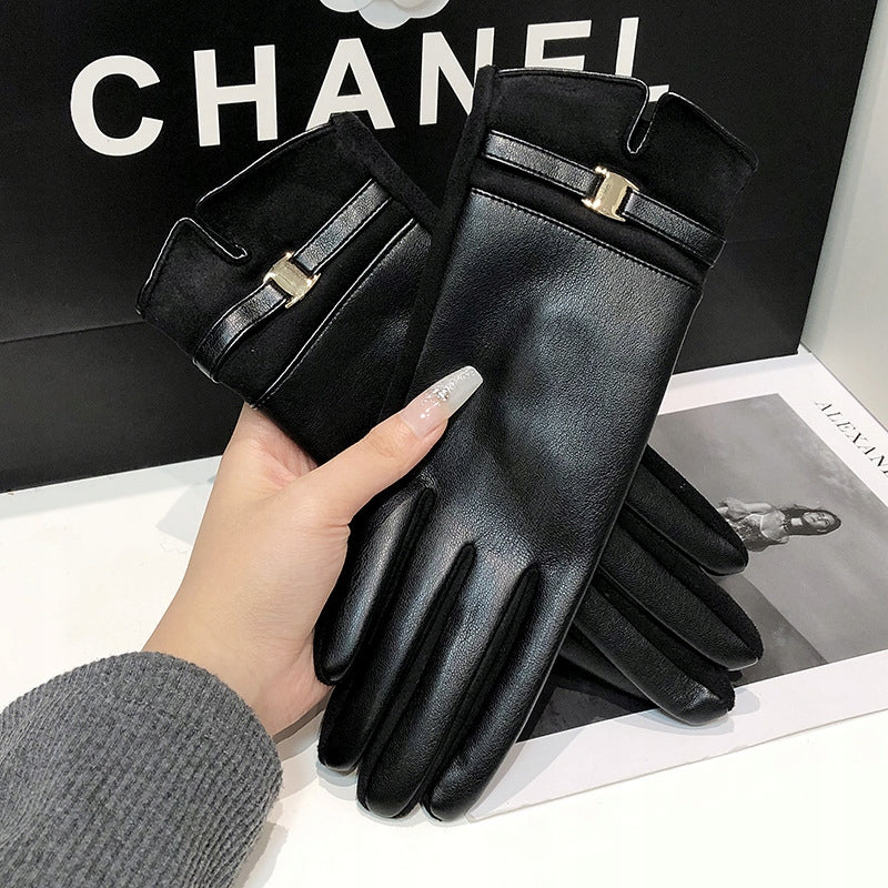 Gants en similicuir pour femme – noir