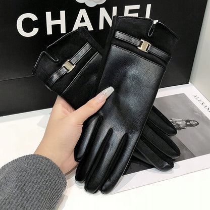 Gants en similicuir pour femme – noir