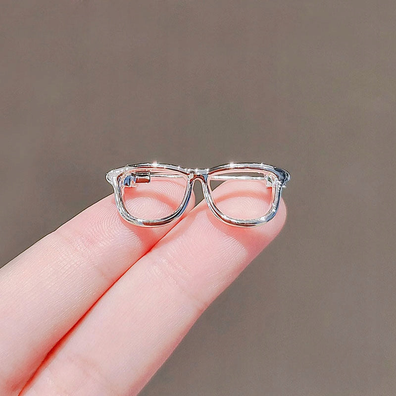 Brosche Brille – silberfarben