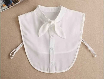Women's Plain White Detachable Shirt Collar with Button Fastening