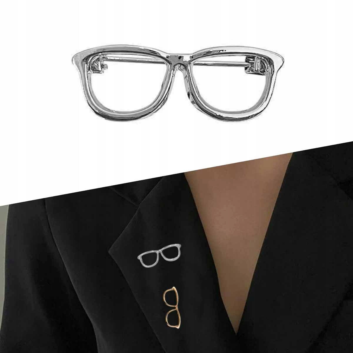 Brosche Brille – silberfarben