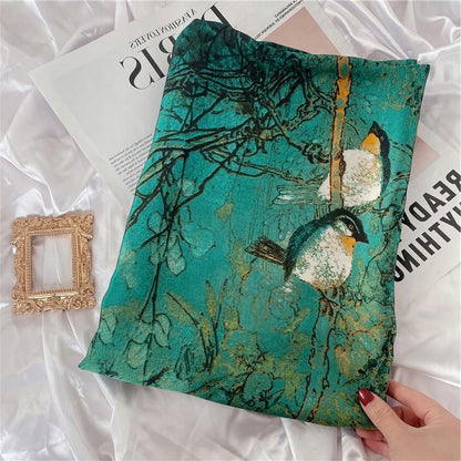 Silk-Effect Scarf 180 × 90 cm – Green