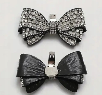 Cubic Zirconia Bow Shoe Clips — Elegant Decorations for High Heels