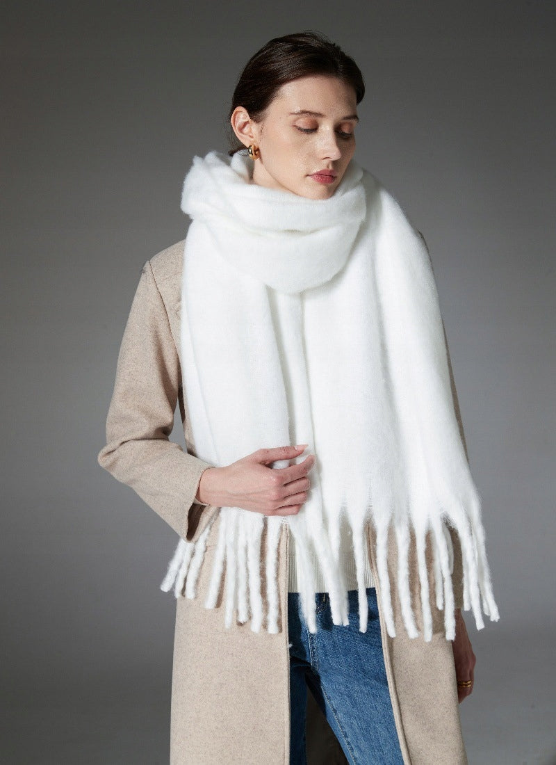 Écharpe d’hiver pour femme 200 × 40 cm – blanc