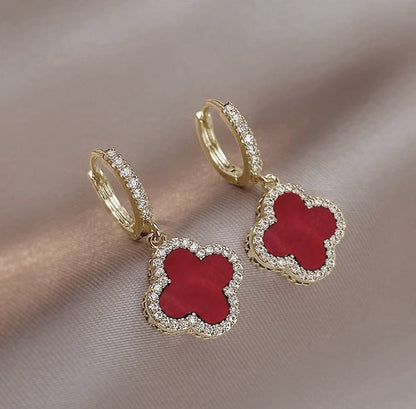 Boucles d’oreilles à zircons pour femme – rouge
