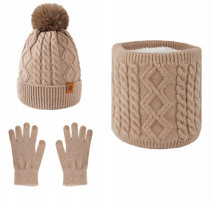 Winter Hat, Snood and Gloves Set – Khaki