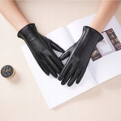 Women's Faux-Leather Gloves – Black