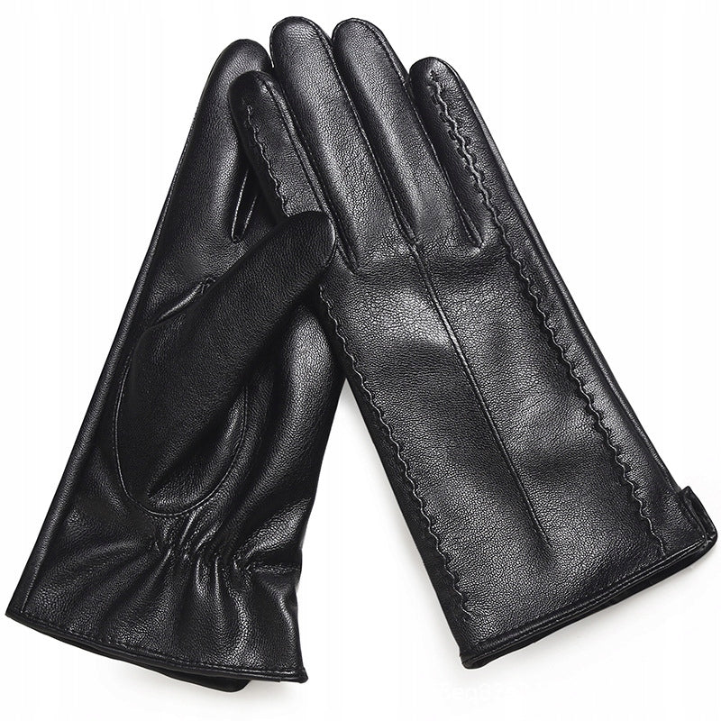 Women's Faux-Leather Gloves – Black