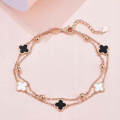 Sterling Silver Bracelet – Pink & Gold-Tone