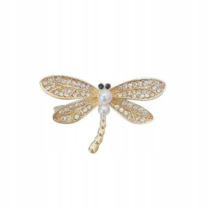 Brosche Libelle mit Zirkonia – goldfarben