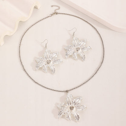 Schmuckset: Halskette und Ohrringe – silberfarben