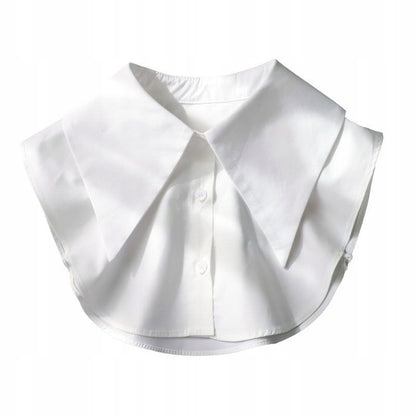Women's Plain White Detachable Shirt Collar with Button Fastening