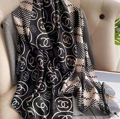 Women's Elegant Large Silk-Effect Scarf — Beautiful, Sophisticated Style, 180×90 cm