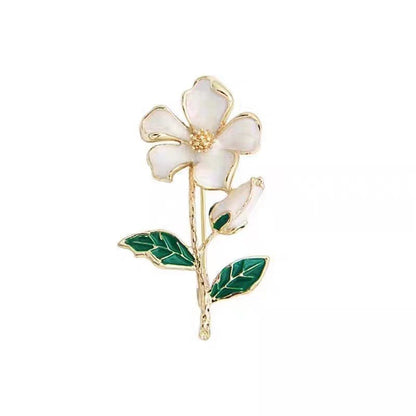 Brosche Blume mit Perlen – goldfarben