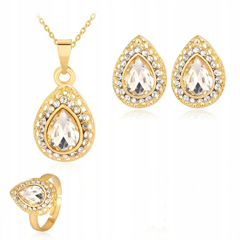 Necklace & Earrings & Ring Set – Gold-Tone & Silver-Tone