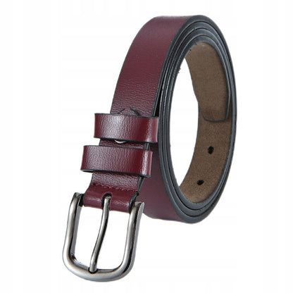 Women's Burgundy Faux Leather Belt — Elegant Clothing Accessory
