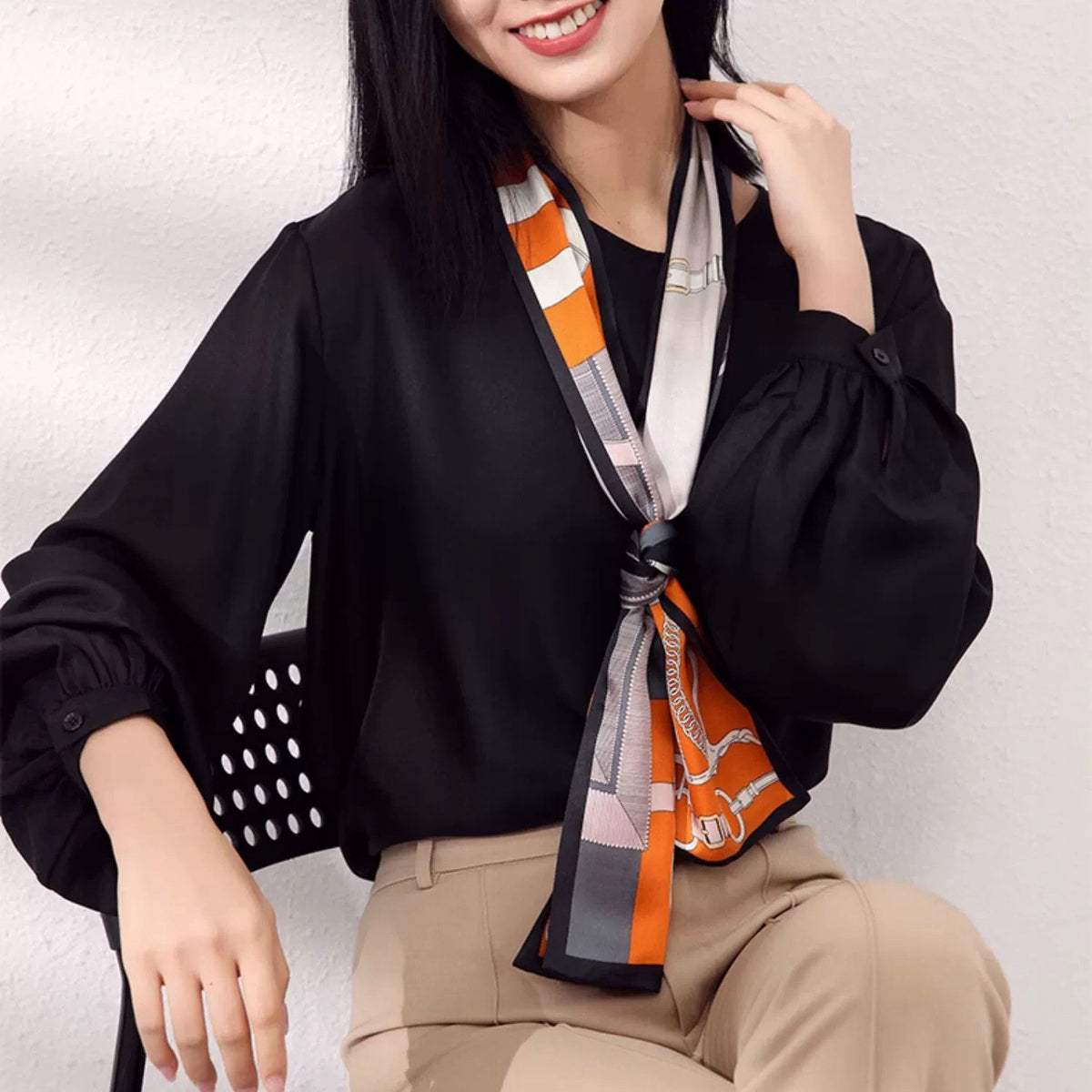 Silk-Effect Square Scarf 13 × 150 cm
