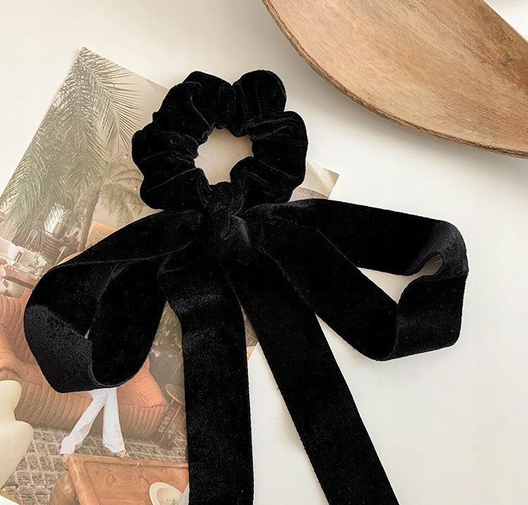 Hair Scrunchie with Bow – Black