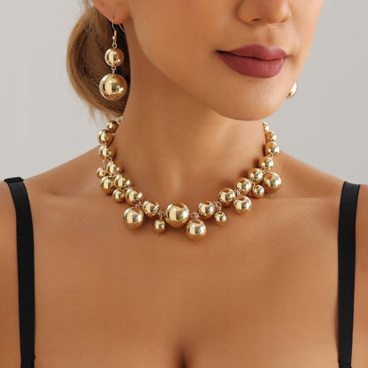 Gold-coloured Glass Pearl Necklace — Elegant Modern Jewellery