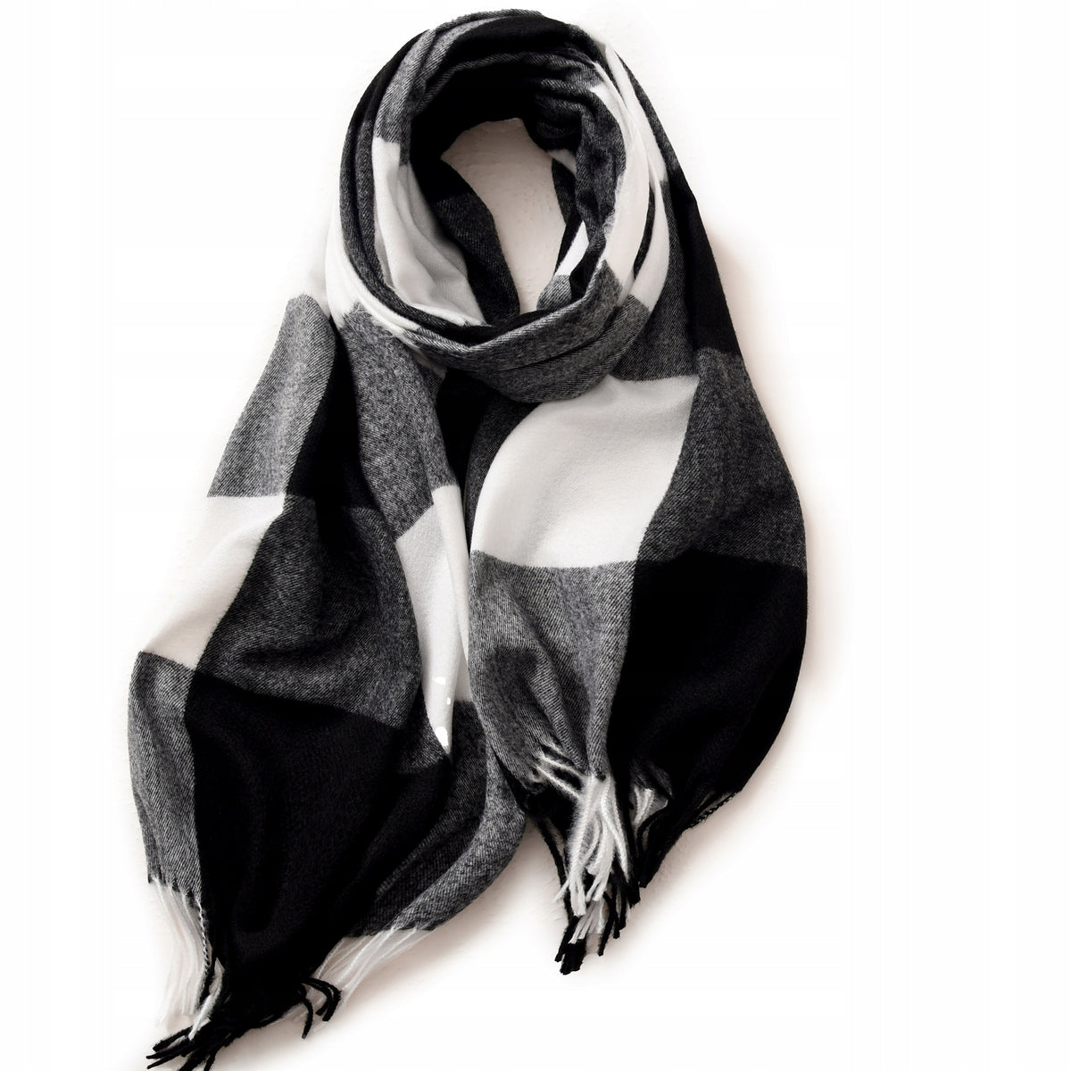 Damen-Winterschal 200 × 66 cm – schwarz und weiß