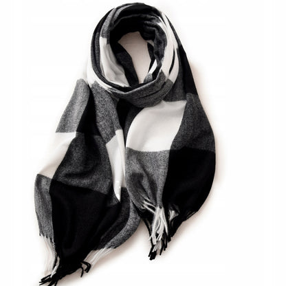 Damen-Winterschal 200 × 66 cm – schwarz und weiß