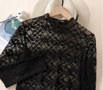 Black Openwork Lace Blouse IV