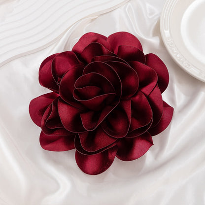 Brosche Satinrose 20 cm – bordeauxrot und rosa