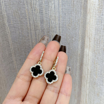 Pendientes de mujer con circonitas – plateado y negro