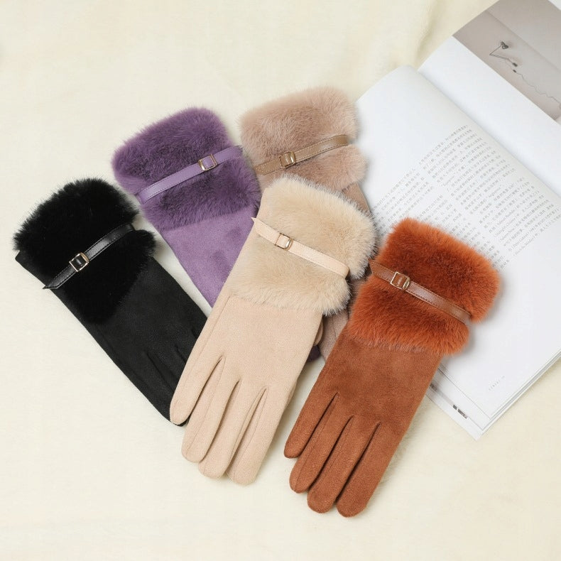 Women's Faux-Leather Gloves – Dark Beige