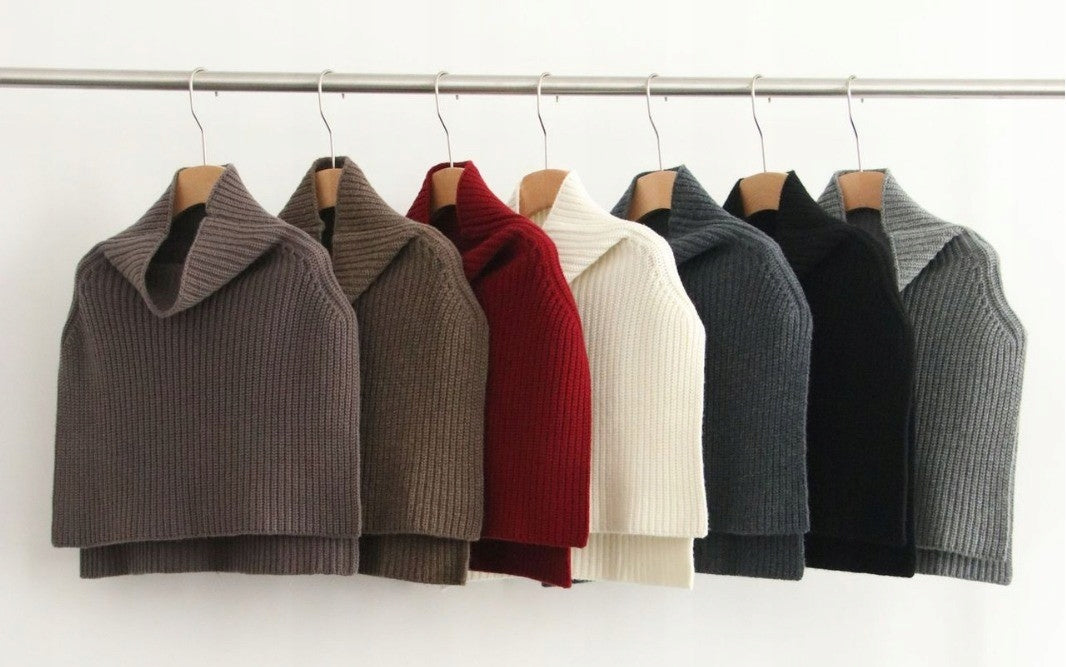 Women's Warm Winter Snood with a Wraparound Poncho-Style Collar