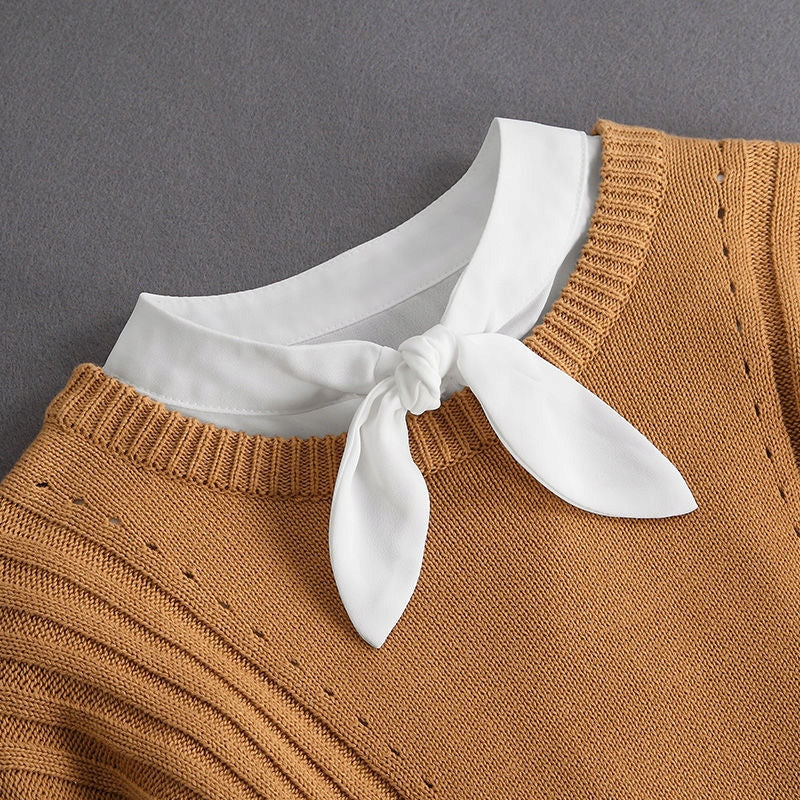 Women's Plain White Detachable Shirt Collar with Button Fastening