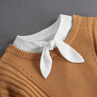Women's Plain White Detachable Shirt Collar with Button Fastening