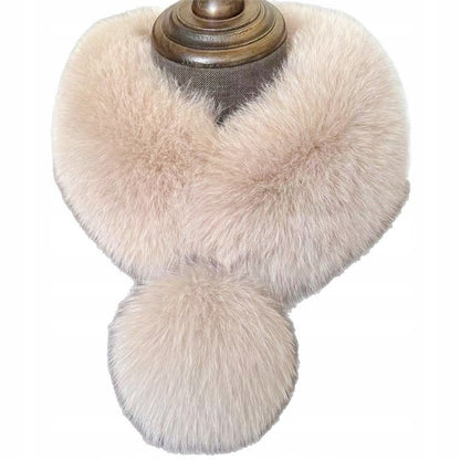 Women's Faux-Fur Scarf 70 × 10 cm – Cream