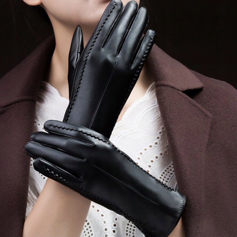 Women's Faux-Leather Gloves – Black