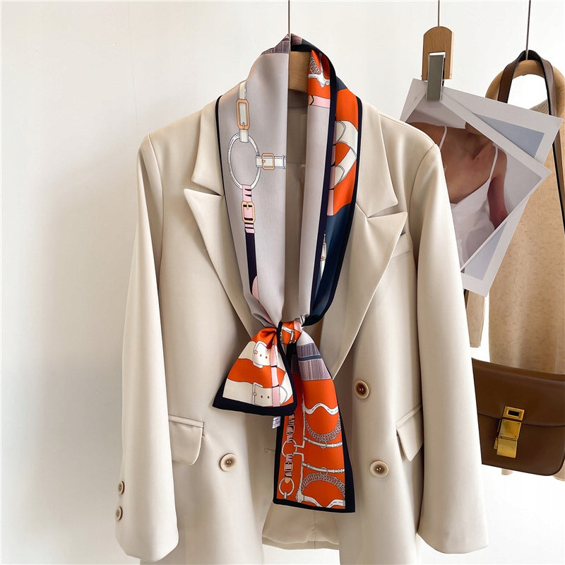 Foulard effet soie pour femme 13 × 150 cm