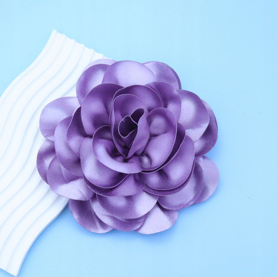 20 cm Satin-Effect Rose Brooch – Lilac & Pink