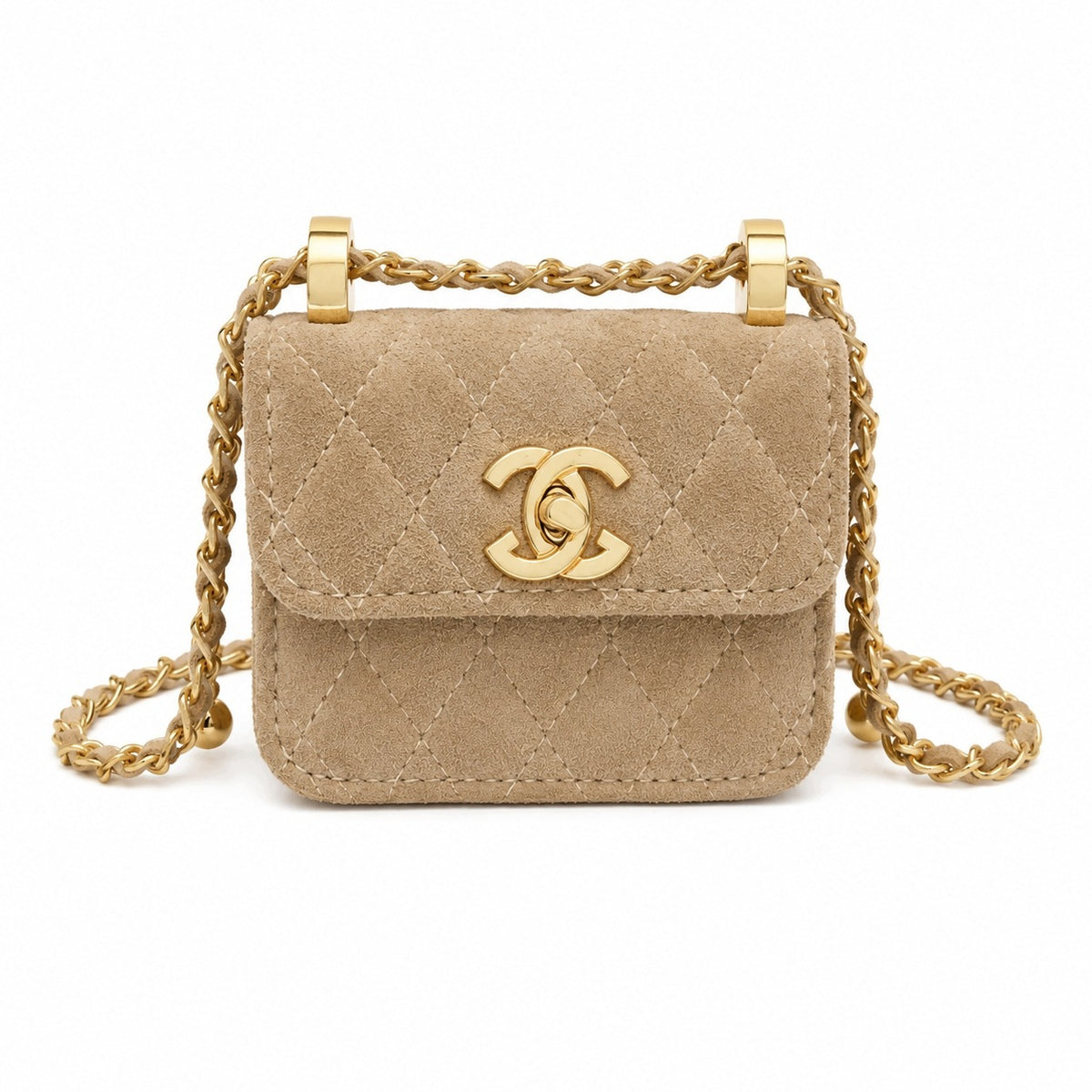 Gesteppte Mini-Handtasche – beige