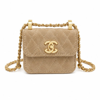 Gesteppte Mini-Handtasche – beige