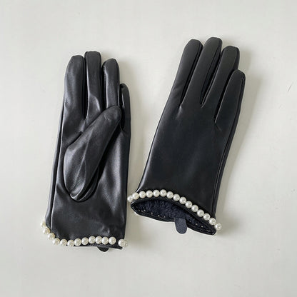 Gants en similicuir pour femme – noir
