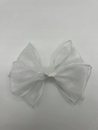 White Satin Bow Shoe Clips — Elegant Decorations for High Heels