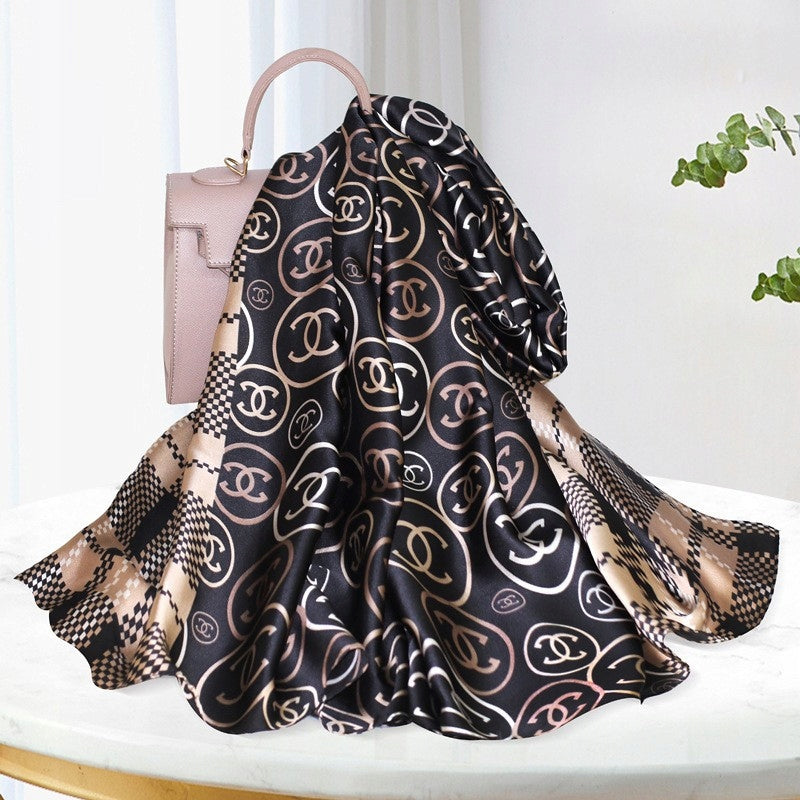 Women's Elegant Large Silk-Effect Scarf — Beautiful, Sophisticated Style, 180×90 cm