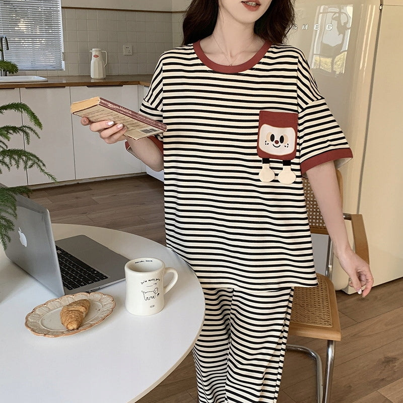 Women's Pyjamas — Stripes with a Cat