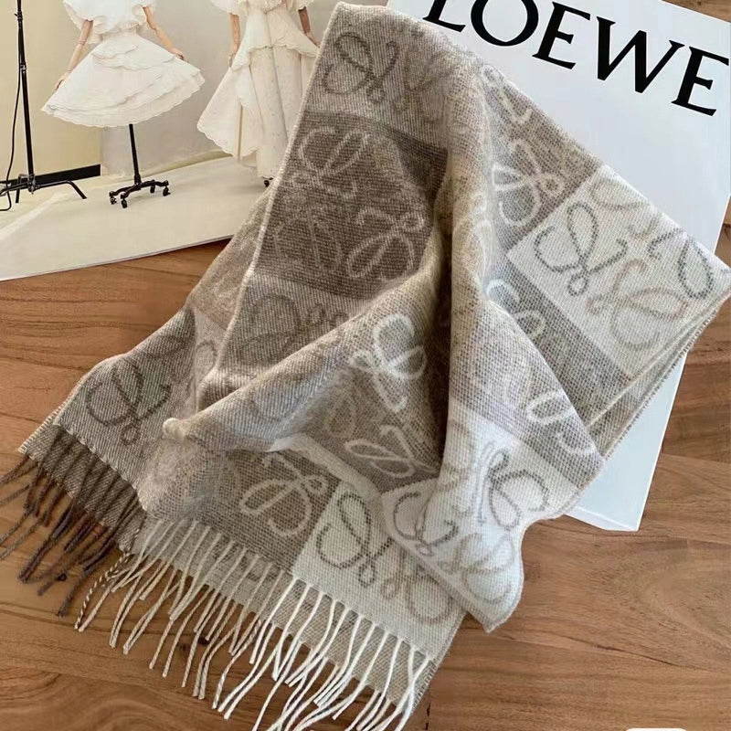 Vlněná šála s kašmírem 180 × 45 cm – béžový