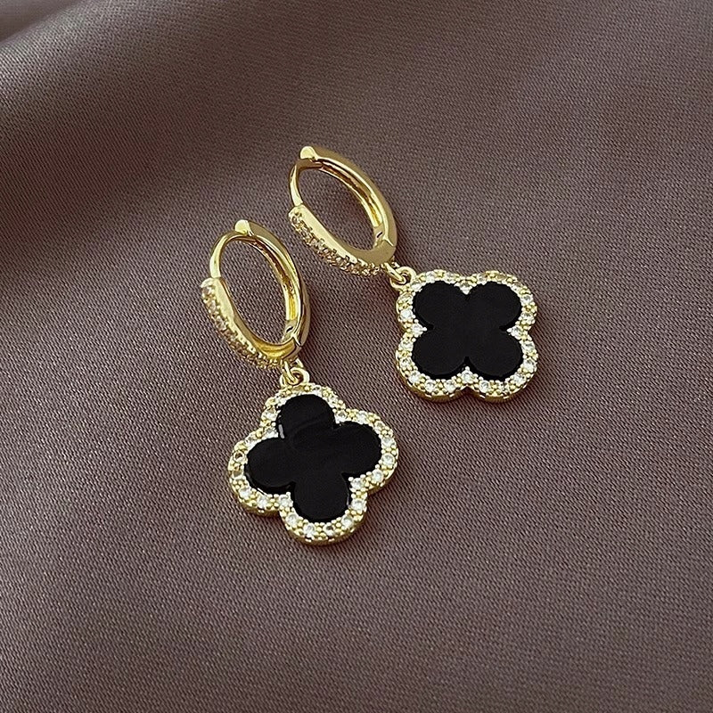 Pendientes de mujer con circonitas – plateado y negro