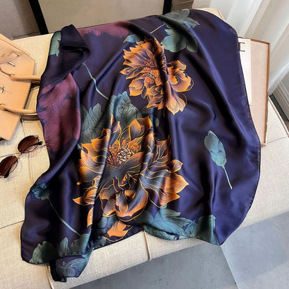 Silk-Effect Scarf 180 × 90 cm – Navy